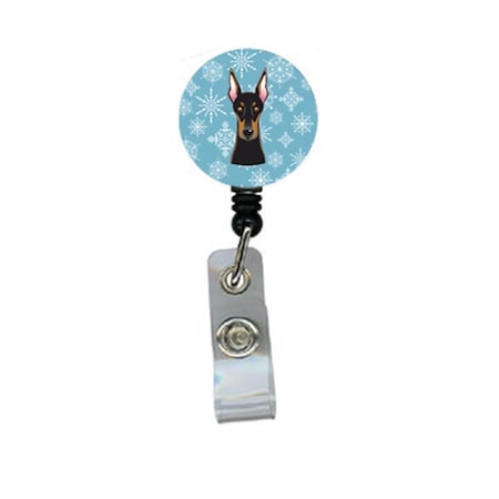 Teacher&Aposs Aid Snowflake Doberman Retractable Badge Reel TE2933077